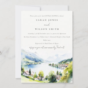 Invitation Lungern Suisse Aquarelle Douce Nuit de Mariage