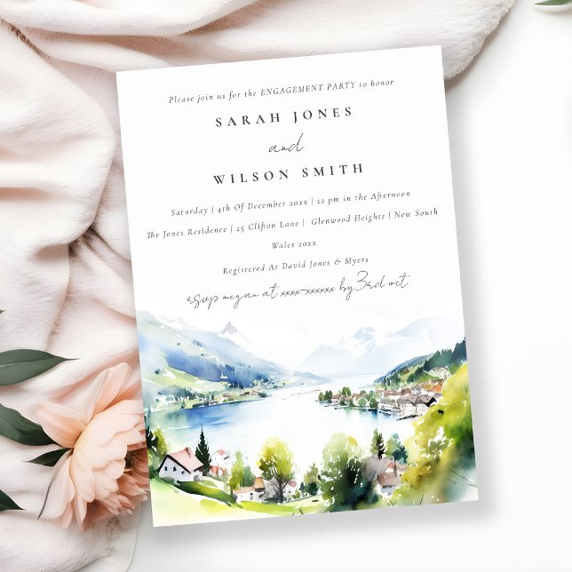 Invitation Lungern Suisse aquarelle Engagement (Créateur téléchargé)