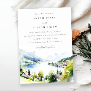 Invitation Lungern Suisse Paysage à l'aquarelle Mariage