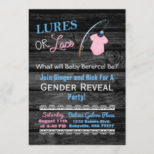 Invitation Lures ou dentelle en bois Baby shower de révélatio