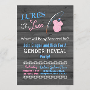 Invitation Lures ou dentelle en bois Baby shower de révélatio