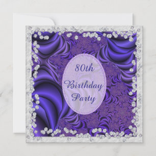 Invitation Luscious Lilac & Diamonds 80e fête d'anniversaire