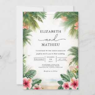 Invitation Lush Tropical Archway Romance Mariage