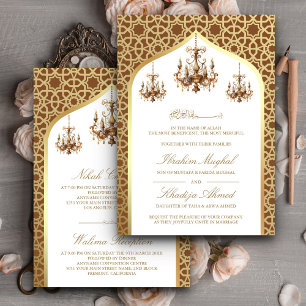 Invitation Lustre Antique Brun Doré Mariage Musulman