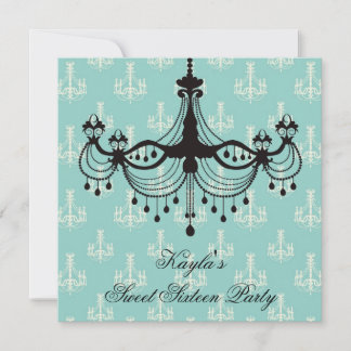 Invitation Lustre Bleu Cyan Fête Douce 16