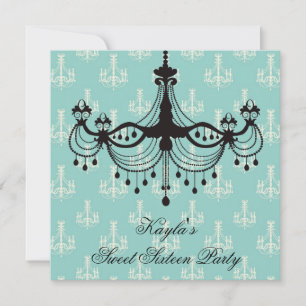 Invitation Lustre bleu turquoise Sweet 16 Party