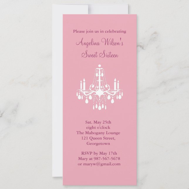 Invitation Lustre d'anniversaire (rose) (Devant)