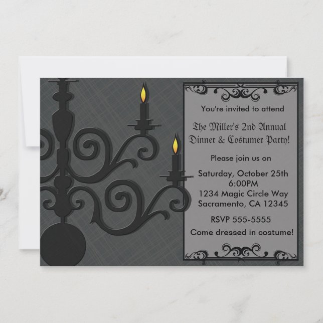 Invitation Lustre de diner de Halloween effrayant Costume de  (Devant)