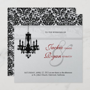 Invitation Lustre de mariage noir rouge argenté pour invitati