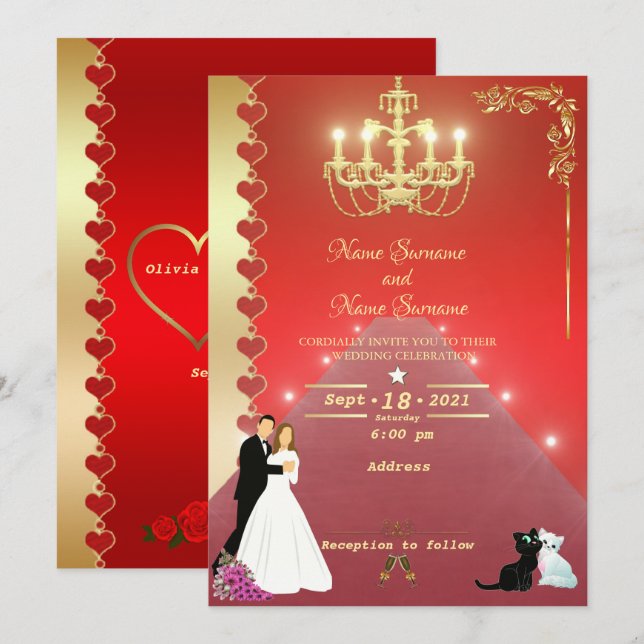 Invitation lustre doré (Devant / Derrière)