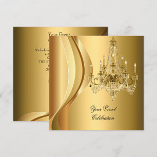 Invitation Lustre doré élégant pour fête