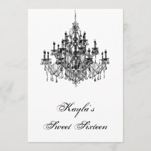 Invitation Lustre doux 16 ans anniversaire noir blanc