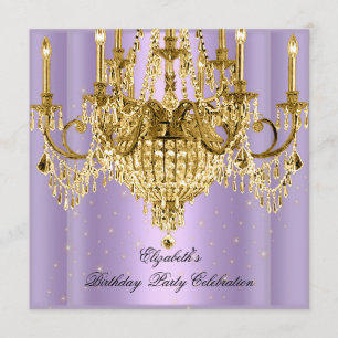 Invitation Lustre élégant lilas doré pour fête d'anniversaire