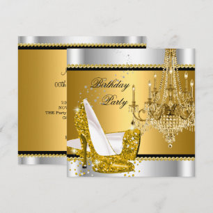 Invitation Lustre Élégant Pailleté Or Argent Glamour