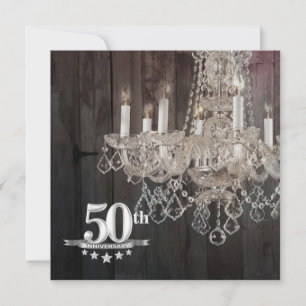 Invitation Lustre en bois de grange 50e anniversaire de Maria