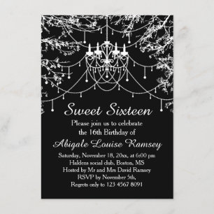 Invitation Lustre, lumières d'arbre au sweet sixteen de nuit