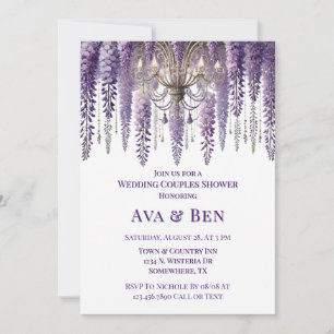 Invitation Lustre Purple Wisteria Mariage Couples Douche