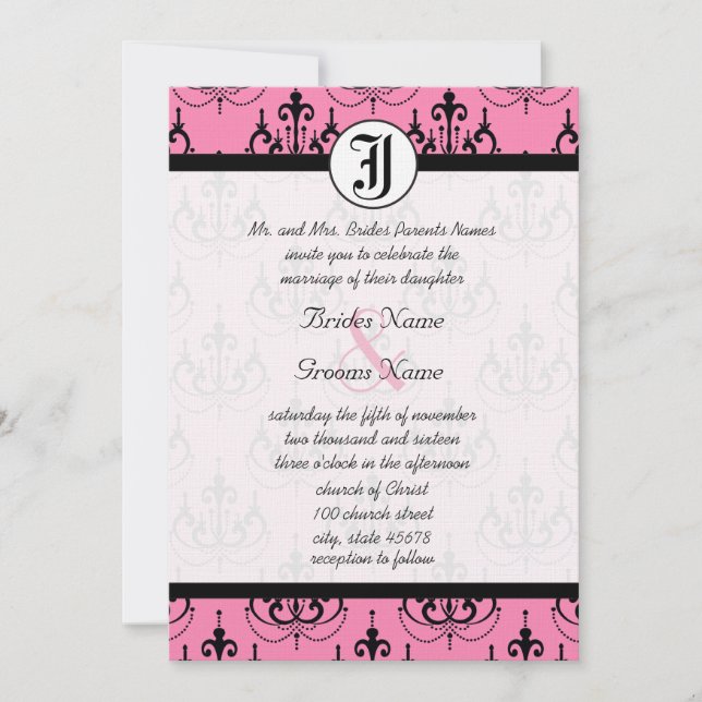 Invitation Lustre rose pâle avec mariage photo invite (Devant)