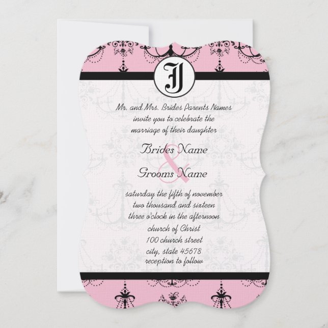 Invitation Lustre rose pâle avec mariage photo invite (Devant)