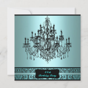 Invitation Lustre sarcelle pour fête d'anniversaire tous âges