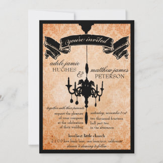 Invitation Lustre victorien ・ Mariage noir et orange pâle