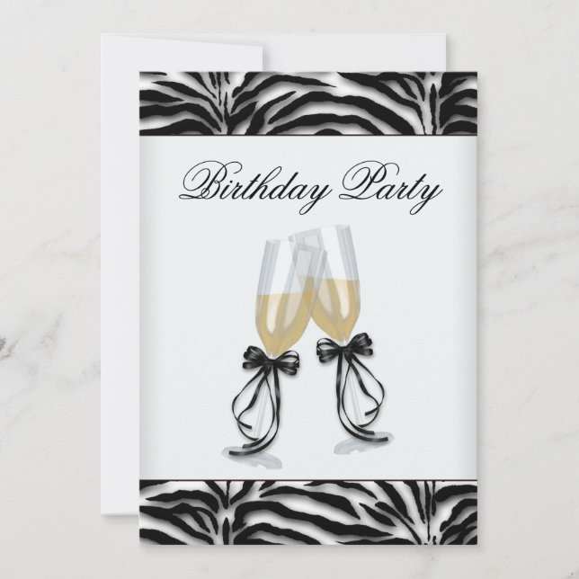 Invitation Lustre Zèbre Anniversaire Femme Zèbre Fête d'Anniv (Devant)