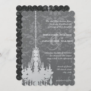 Invitation Lustres en argent et gris Mariage damassé Invitati