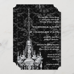 Invitation Lustres gris et argent Mariage damassé victorienne