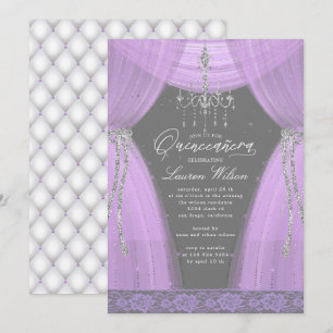 Invitation lustueux lustre violet scintillant Quinceanera
