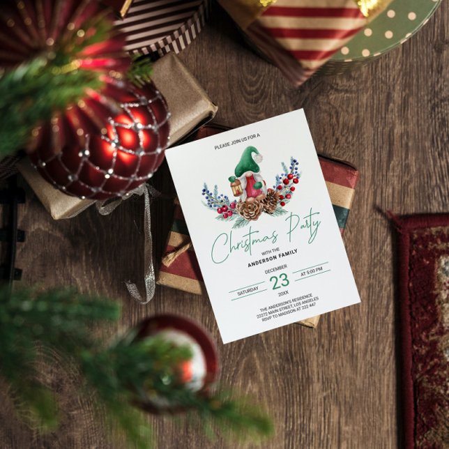 Invitation Lutins de Noël & Cônes de Pin (Créateur téléchargé)