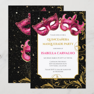Invitation Lux Quinceañera Fête Masquée