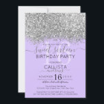 Invitation Luxe Argent Parties scintillant violet Confetti Sw<br><div class="desc">L'invitation à la fête de 16 ans, élégante, glamour et moderne, est parfaite pour la jeune adolescente contemporaine et élégante. Il présente un confetti à parties scintillant brillante en argent faux imprimé en bloc de couleur moucheté sur le dessus d'un simple arrière - plan lavande violet avec un grand nombre...</div>