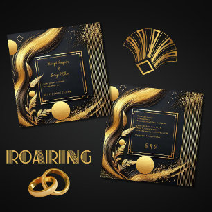 Invitation Luxe Black Gold 1920 Art Déco Mariage