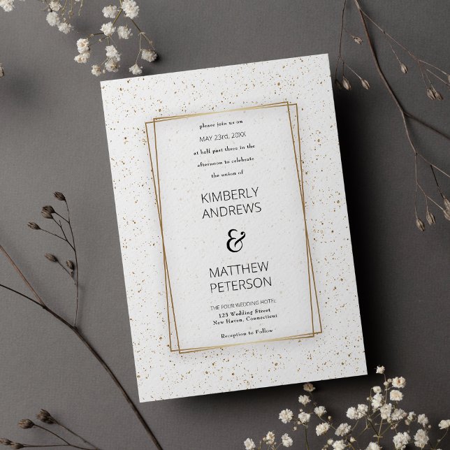 Invitation Luxe blanc glam or parties scintillant confetti Ma (Luxury white glam gold glitter confetti Wedding )