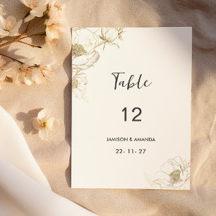 Invitation Luxe blanc peony floral numéros de tableau