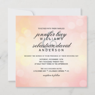 Invitation Luxe Bokeh Rose Light Chic Mariage