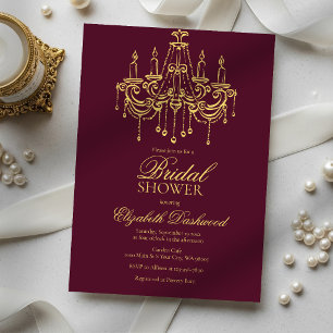 Invitation Luxe Chandelle de Vin de Bourgogne Doré pour Maria