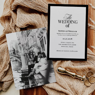 Invitation Luxe classique   Photo Mariage noir et blanc