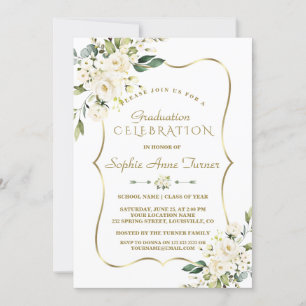Invitation Luxe Delicate White Floral Gold Party