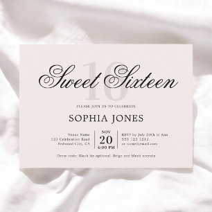 Invitation Luxe Elegant Rose Sweet 16