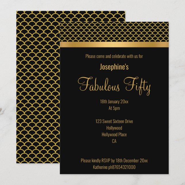 INVITATION LUXE ÉLÉGANT THÈME MERMAID PERSONNALISÉ (Devant / Derrière)