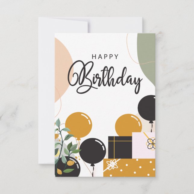 Invitation Luxe et mignon Joyeux anniversaire (Devant)