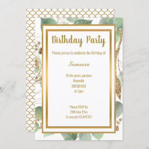 INVITATION LUXE EUCALYPTUS MERMAID INSPIRÉ TOUTE OCCASION