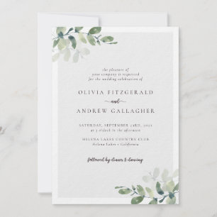 Invitation Luxe Eucalyptus QR Code Tout en un Mariage