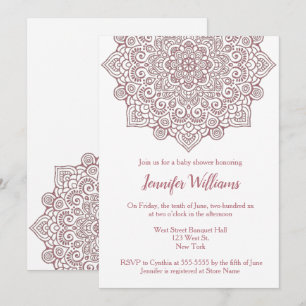 Invitation Luxe Faux ROSE Gold Mandala Baby shower blanc
