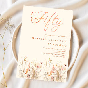 Invitation luxe fleur sauvage 50e anniversaire