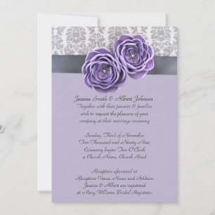 Invitation Luxe Floral Lavender Ribbon Belt Wedding Invite