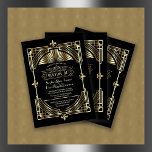 Invitation Luxe Gold Black Great Gatsby Roaring Mariage des a<br><div class="desc">Glam, Art Déco Vintage Grand design Gatsby. Il présente un style Art Déco avec superposition de feuille d'or, ornements et séparateur, de magnifiques polices vintages ; sur le dos : motif or Art Déco sur arrière - plan noir. Utilisez l'outil Personnaliser pour ajouter vos informations. Pour les articles correspondants, s'il...</div>