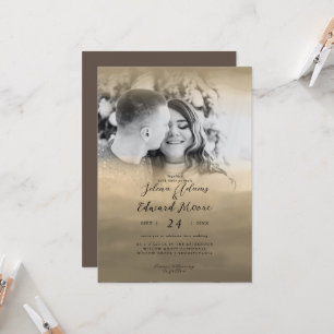 Invitation Luxe Gold Watercolor Overlay Mariage photo