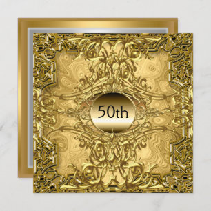 Invitation Luxe Hot 50th Gold Anniversaire Gold